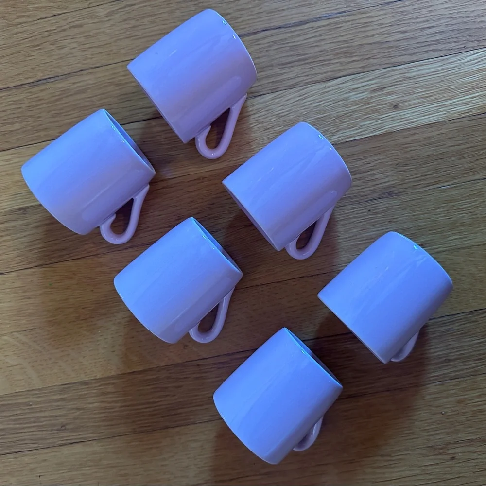 Set of 6 Pink Ceramic Sur La Table Demitasse (Espresso) Cups